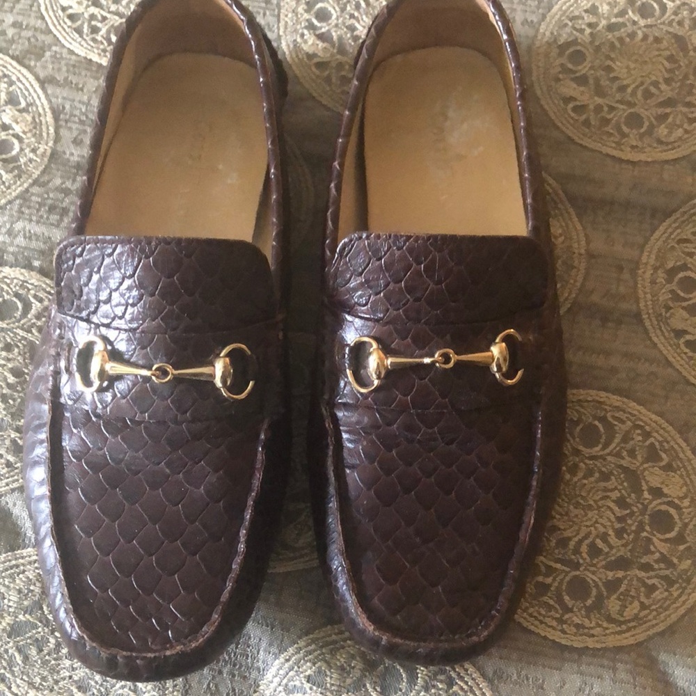 Women’s Brown Loafers with Gold Detailing
